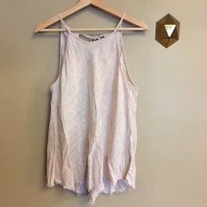 Cloth & Stone Beige Cotton Linen Tie Back Tank L